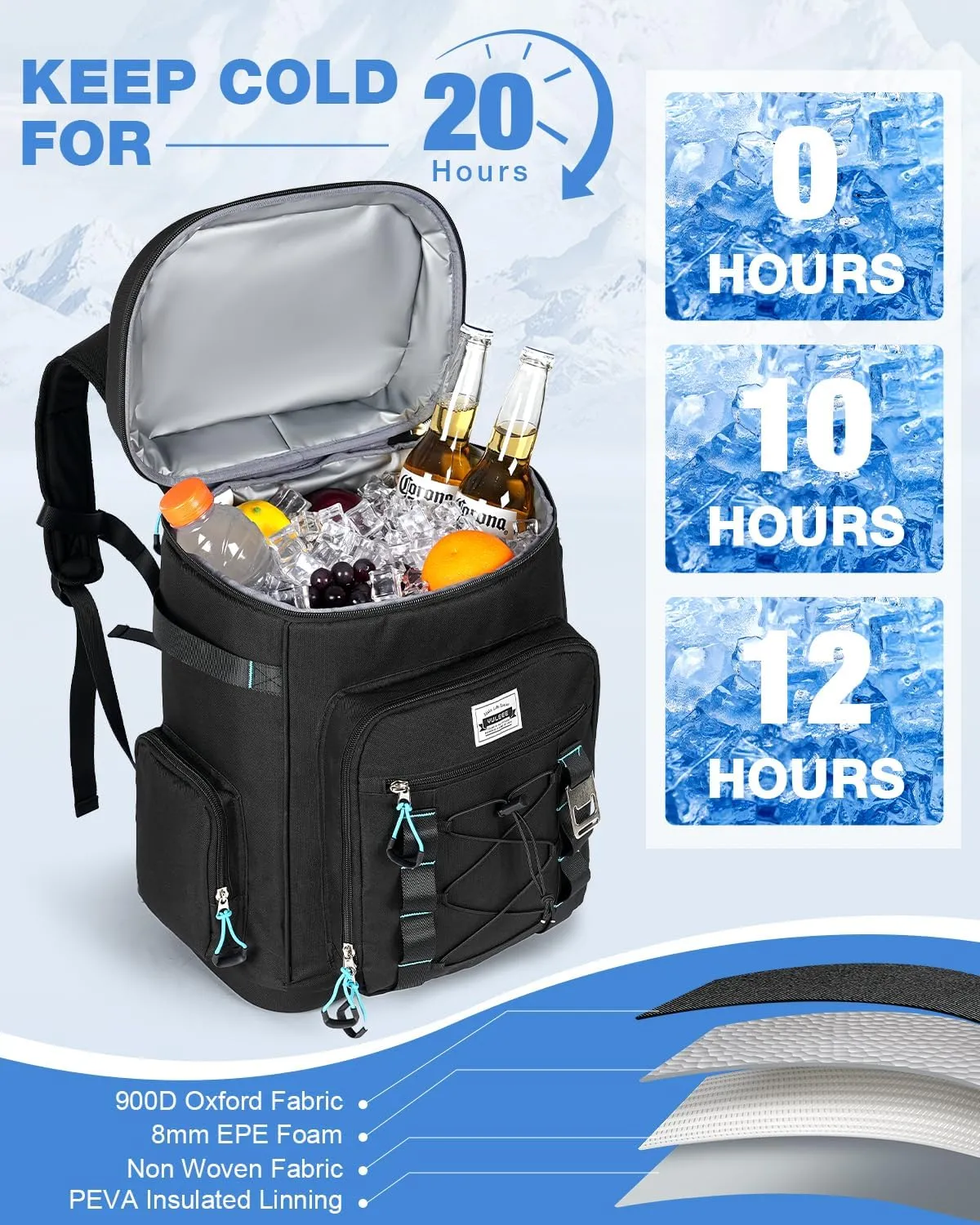 Tactical Cooler Backpack - 30 Can Insulated Waterproof EVA Ice Bag, Leakproof Lightweight Portable Cooler for Camping, Beach, Travel, Picnic, Hiking