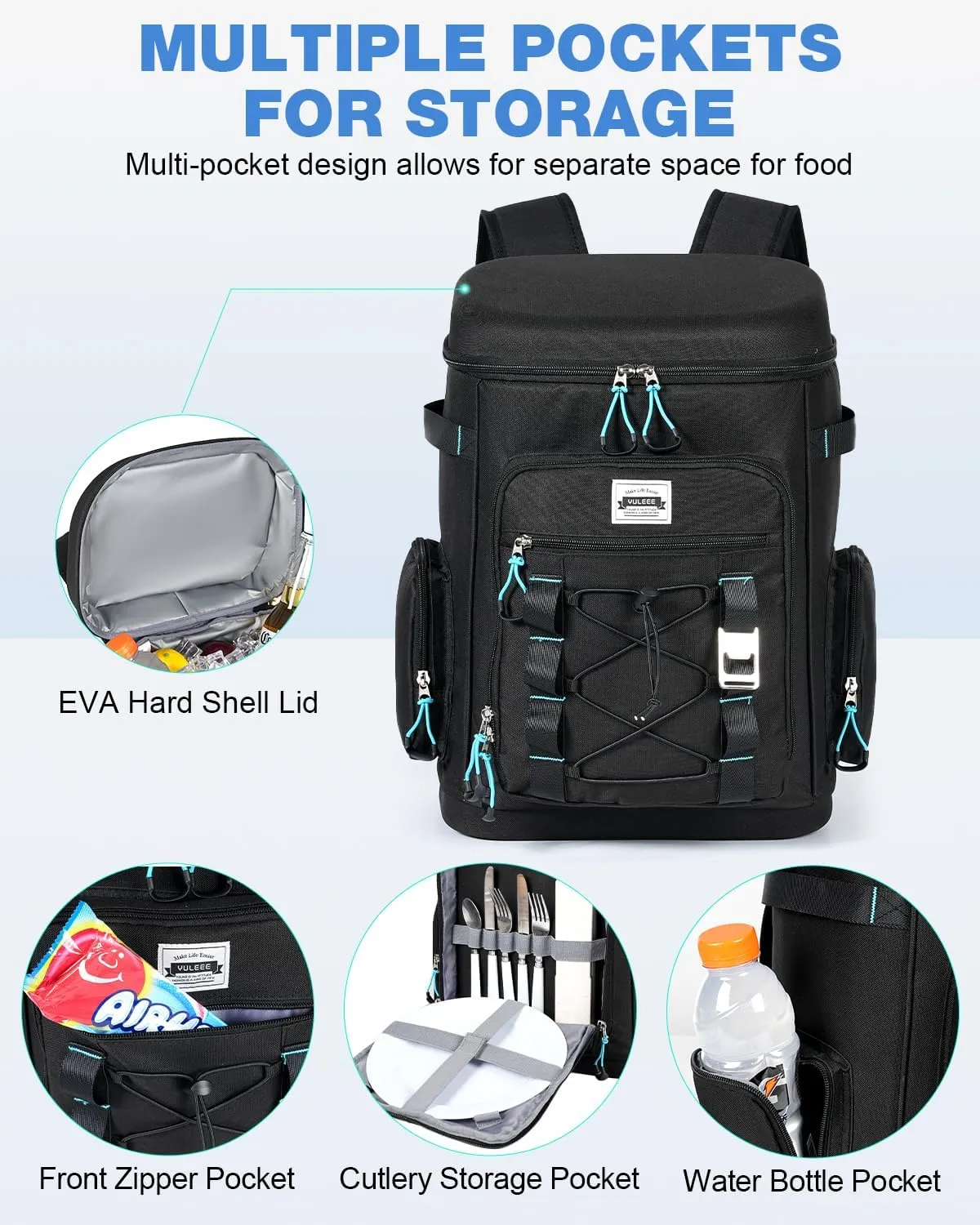Tactical Cooler Backpack - 30 Can Insulated Waterproof EVA Ice Bag, Leakproof Lightweight Portable Cooler for Camping, Beach, Travel, Picnic, Hiking