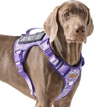 Tactical Dog Harness for Large Dogs No Pull Easy Walking Adjustable Pet Harness Reflective K9 Working Training Easy Control Pet Vest Military Service Dog Harnesses Purple Ethnic L
