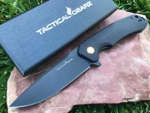 TACTICAL GEARZ EDC Pocket Knife, G10 Handle, D2 Steel Blade, Includes Sheath (Naos Onyx)