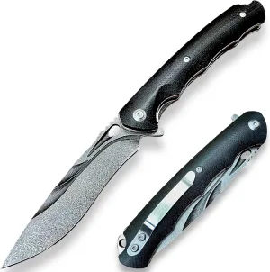 TACTICAL GEARZ Pocket Folding Knife for EDC, G10 Handle, Stonewashed D2 Steel Blade (Krato ST)