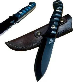 Tactical Knife Survival Bushcraft Gear 50crv4 EDC Pocket Full Tang G10 Handle Leather Sheath
