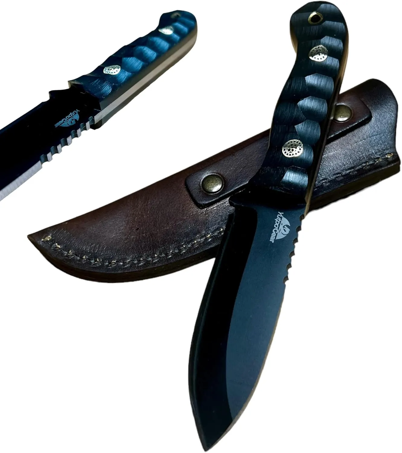 Tactical Knife Survival Bushcraft Gear 50crv4 EDC Pocket Full Tang G10 Handle Leather Sheath