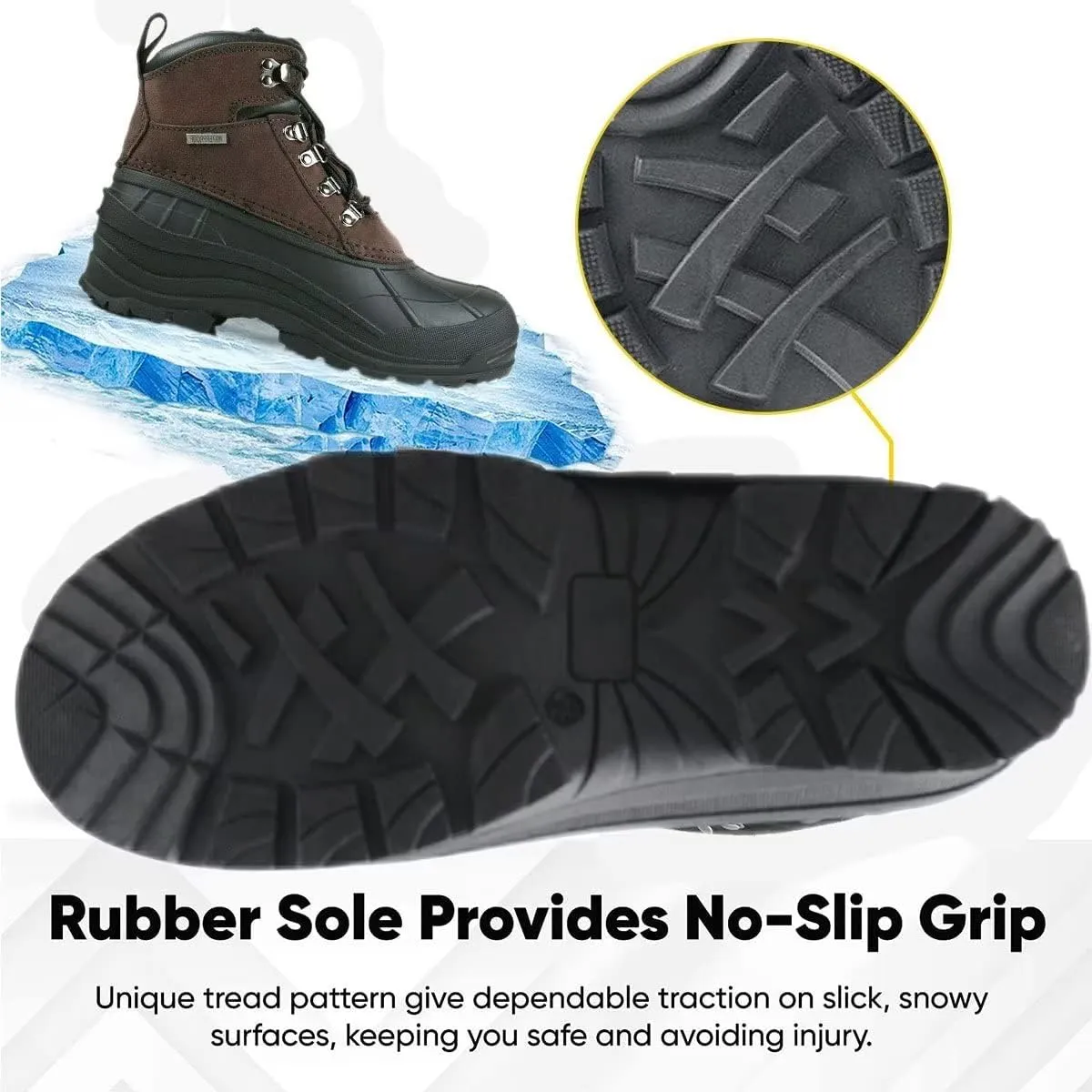 Tanleewa Waterproof Men Snow Boots Leather Winter Shoes Non-Slip Insulated Warm Winter Boots Fashion Boots