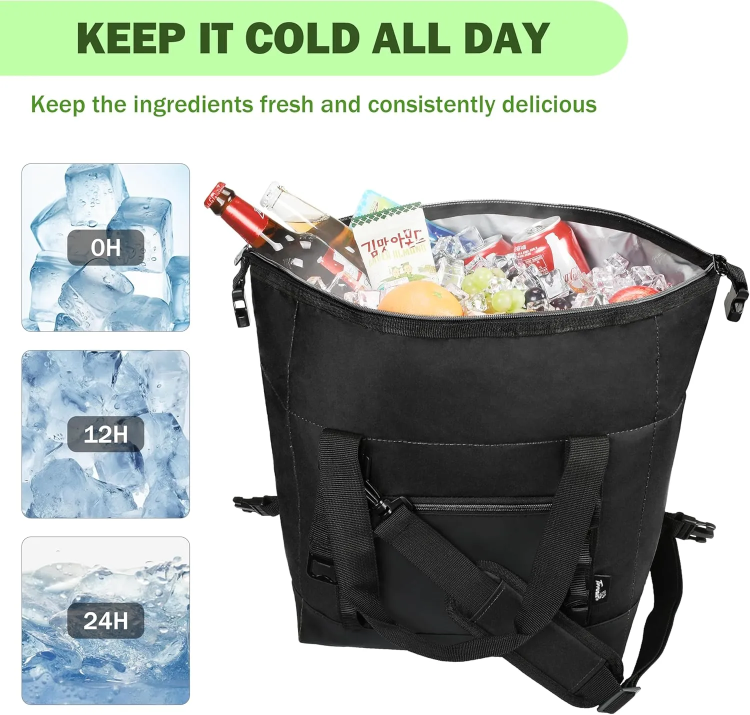 Tirrinia Insulated Soft Cooler Bag- 30 cans Leakproof Camping Ice Chest Box with Bottle Opener, Portable Cooler Box for Lunch, Picnic, Drink, Travel, Fishing