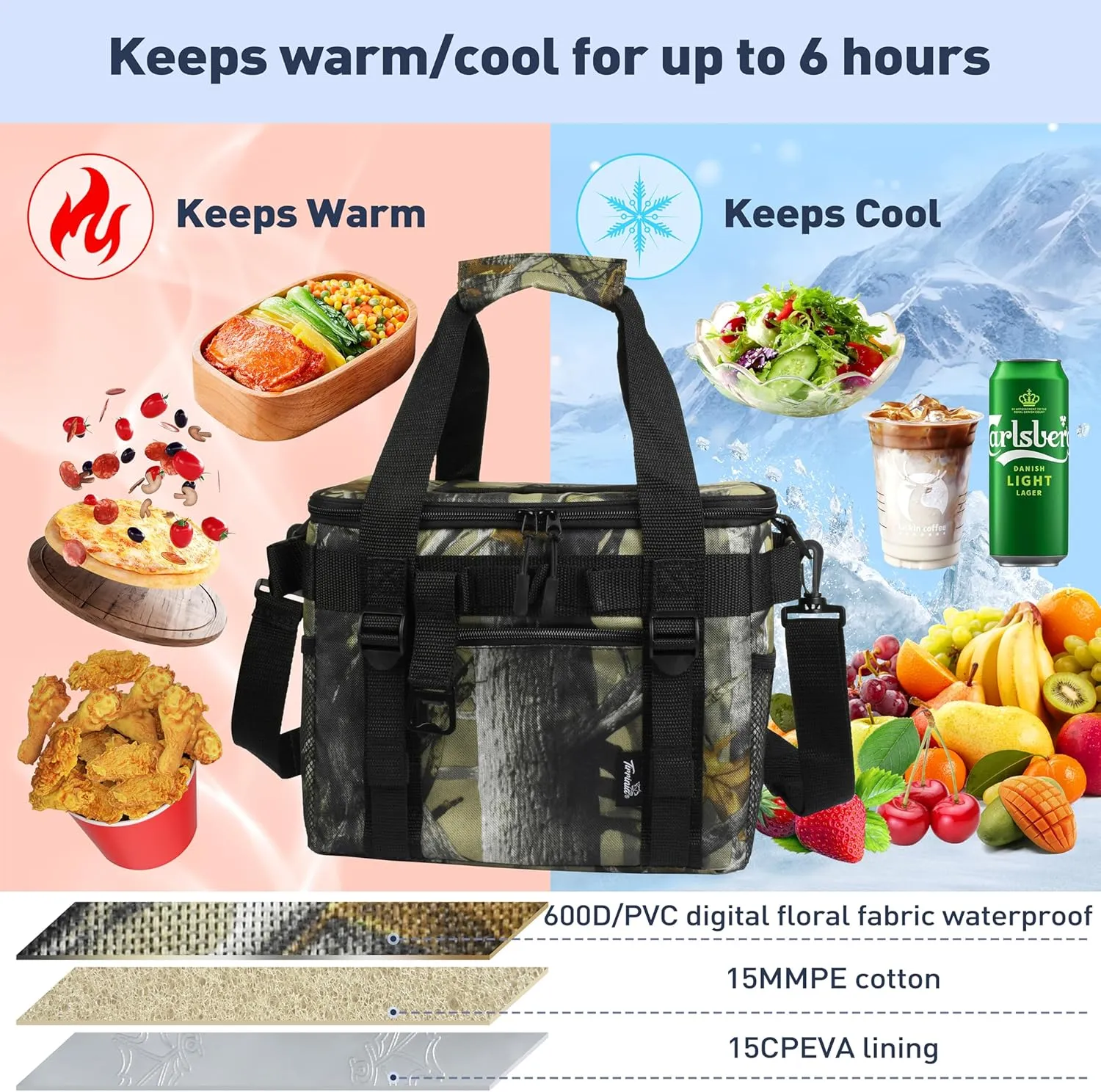 Tirrinia Soft Cooler Bag 24 Cans, Insulated Leakproof Portable Cooler with Lightweight & Adjustable Strap - Small Beach Cooler for Camping, Travel, Car, Picnic, Lunch Cooler Box