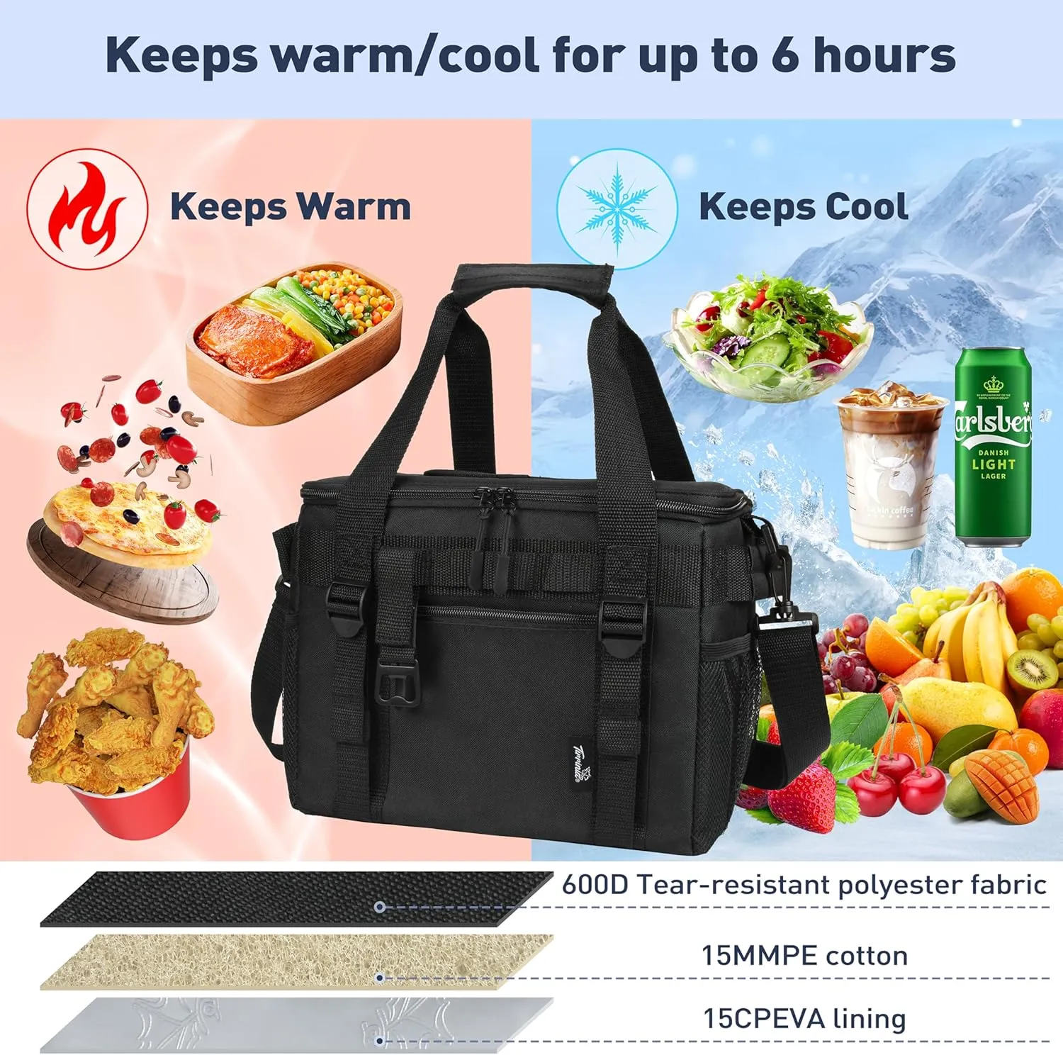 Tirrinia Soft Cooler Bag 24 Cans, Insulated Leakproof Portable Cooler with Lightweight & Adjustable Strap - Small Beach Cooler for Camping, Travel, Car, Picnic, Lunch Cooler Box