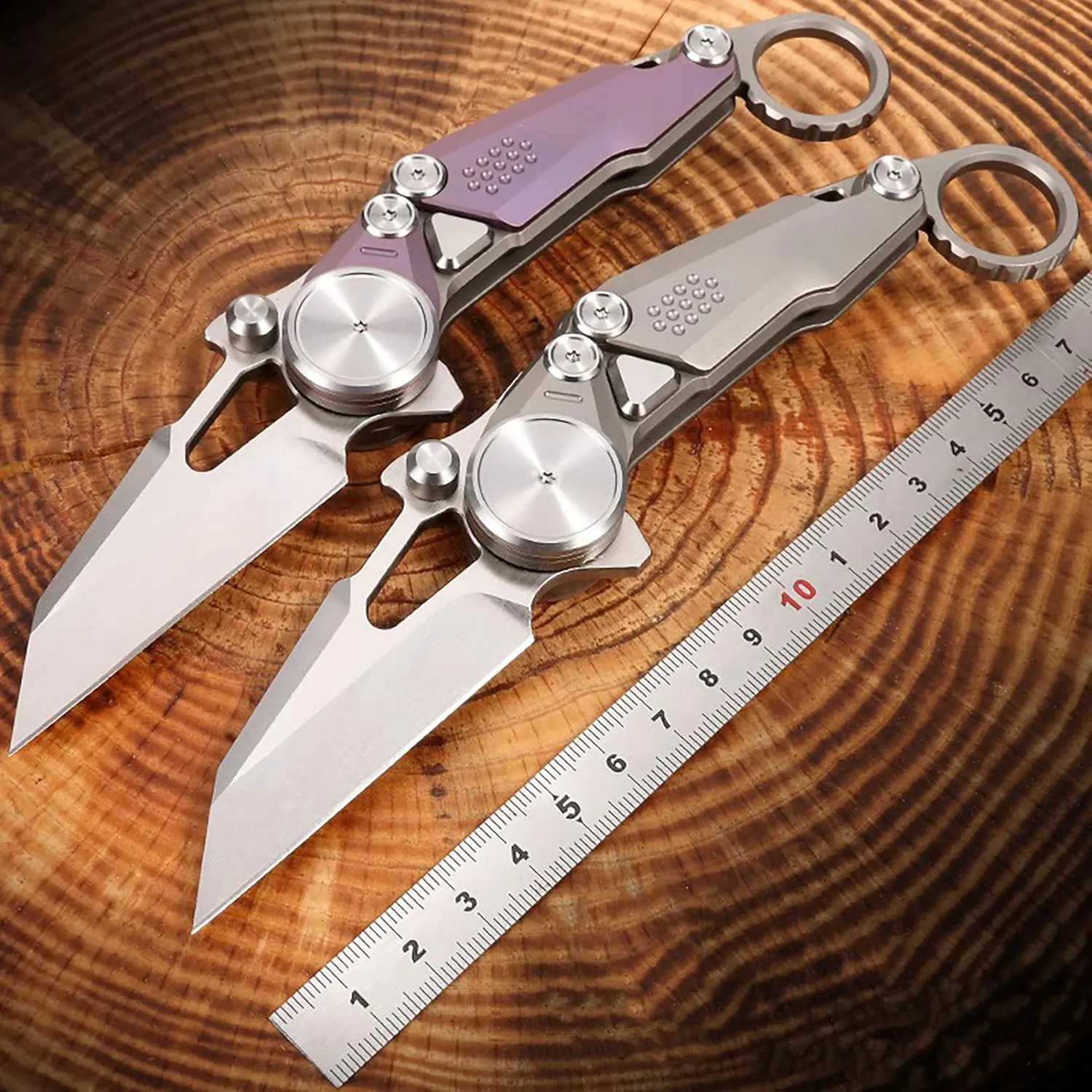 Titanium Quick-Open Knife Tactical Gear Unique Gift Integrated Safety Lock EDC suitable for Outdoor Camping etc, Gray