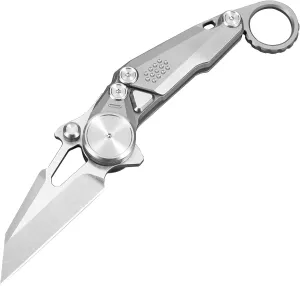 Titanium Quick-Open Knife Tactical Gear Unique Gift Integrated Safety Lock EDC suitable for Outdoor Camping etc, Gray