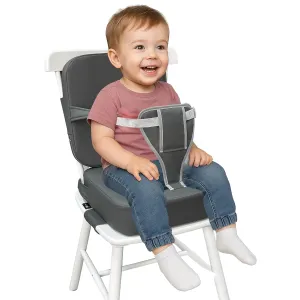 Toddler Booster Seat for Dining Table – High-Back Cushion with Adjustable Straps, Non-Slip & Waterproof – Portable, Easy-to-Clean Kitchen Chair Booster for Travel(Dark Grey)