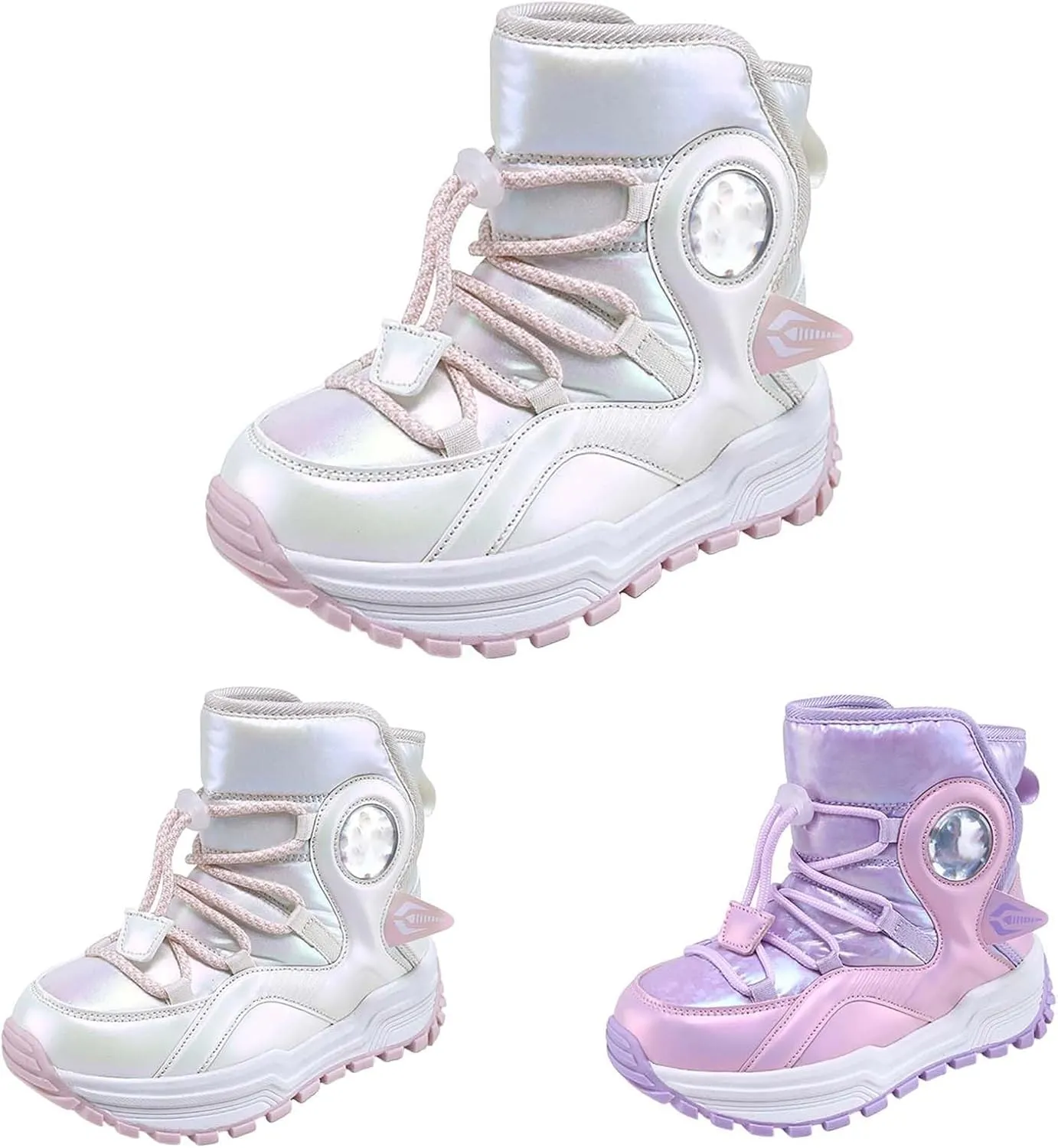 Toddler Snow Boots Fuzzy Faux Fur Lining Cold Weather Warm Bootie Shoes Cozy Non-Slip Outdoor Rubber Thick Sole