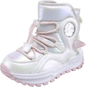 Toddler Snow Boots Fuzzy Faux Fur Lining Cold Weather Warm Bootie Shoes Cozy Non-Slip Outdoor Rubber Thick Sole