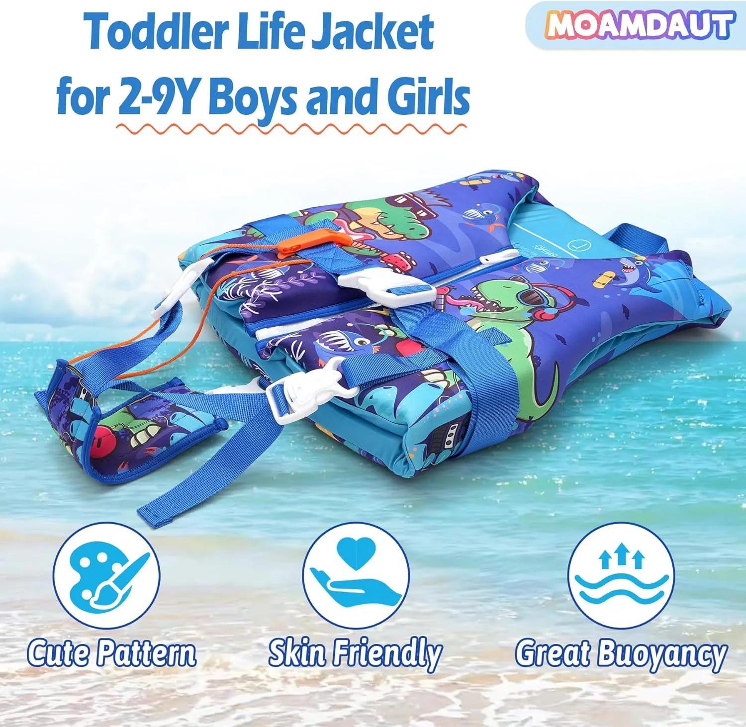 Toddler Swim Vest with Adjustable Strap for 22-30-40-50-90lbs Boys Girls Swimming Aids for 1-9  Years Toddlers Kids Float Jacket Suit for Swim Sea Beach Water Pool
