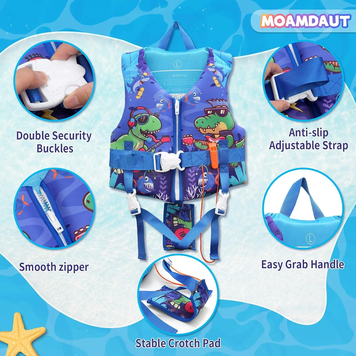 Toddler Swim Vest with Adjustable Strap for 22-30-40-50-90lbs Boys Girls Swimming Aids for 1-9  Years Toddlers Kids Float Jacket Suit for Swim Sea Beach Water Pool
