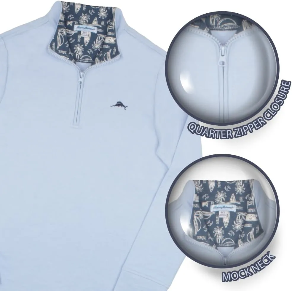 Tommy Bahama Boys Quarter-Zip Pullover Shirt - Lightweight Casual Knit Long Sleeve Sweater for Kids