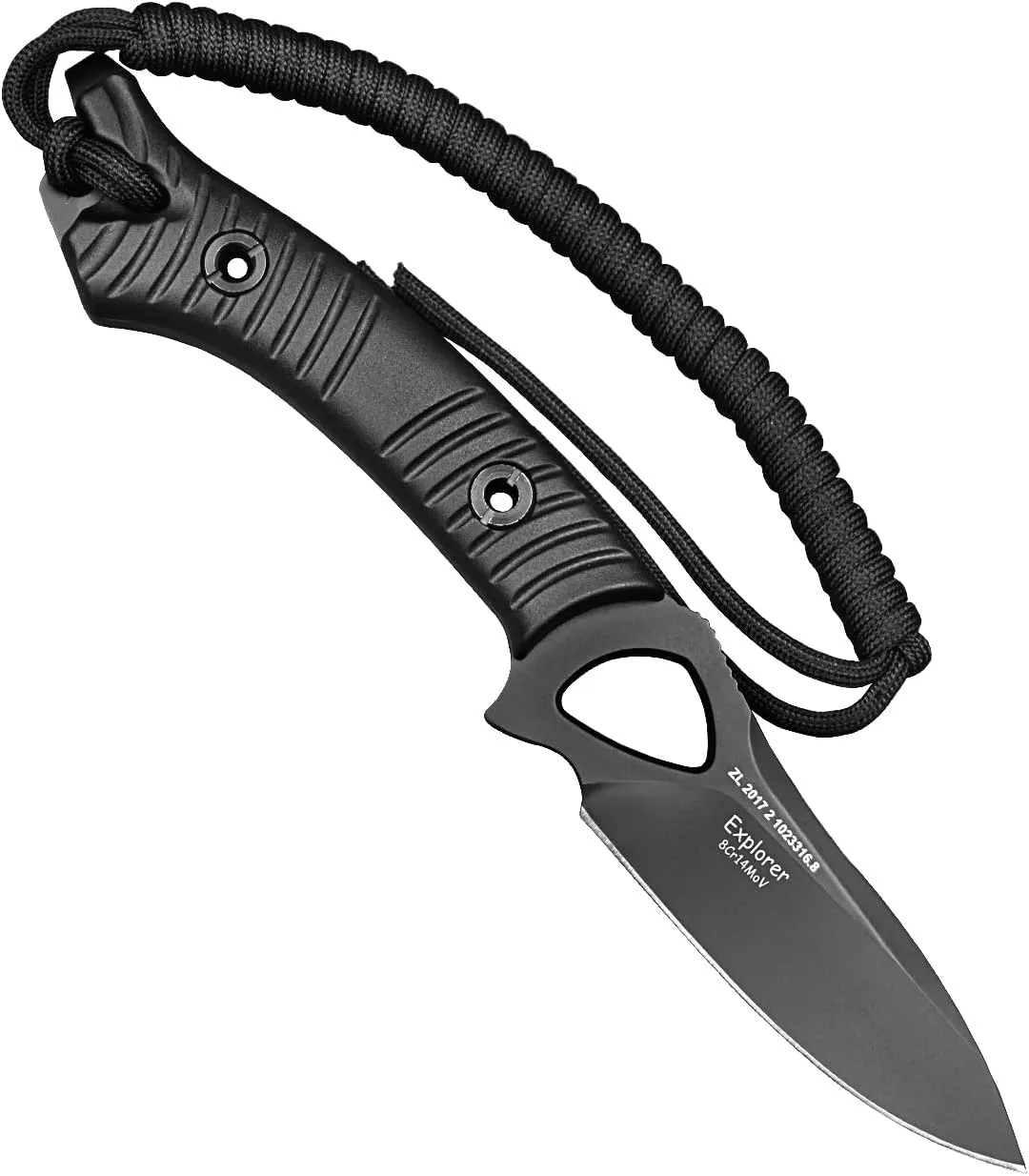 TONIFE Explorer Fixed Blade Knife with Sheath 8Cr14moV Multifunctional Survival Knife Blade with Fiberglass Reinforced Nylon Handle for Outdoor EDC Knife