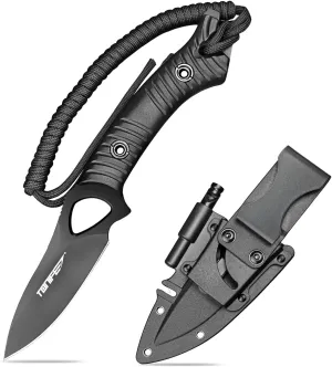 TONIFE Explorer Fixed Blade Knife with Sheath 8Cr14moV Multifunctional Survival Knife Blade with Fiberglass Reinforced Nylon Handle for Outdoor EDC Knife
