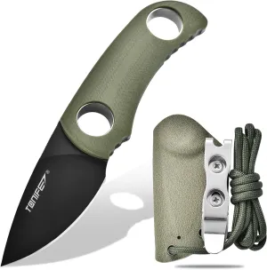 TONIFE Fixed Blade Knife 4.8cm, Mini Neck Knife with Kydex Sheath and Cord, EDC Portable Fixed Knife for Outdoor Survival