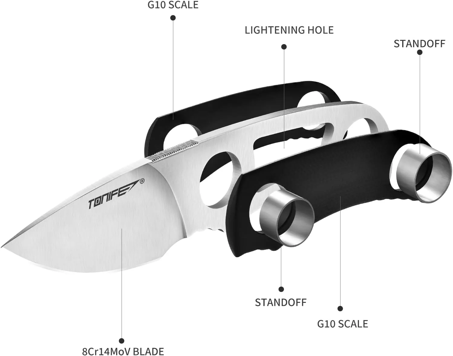 TONIFE Fixed Blade Knife 4.8cm, Mini Neck Knife with Kydex Sheath and Cord, EDC Portable Fixed Knife for Outdoor Survival