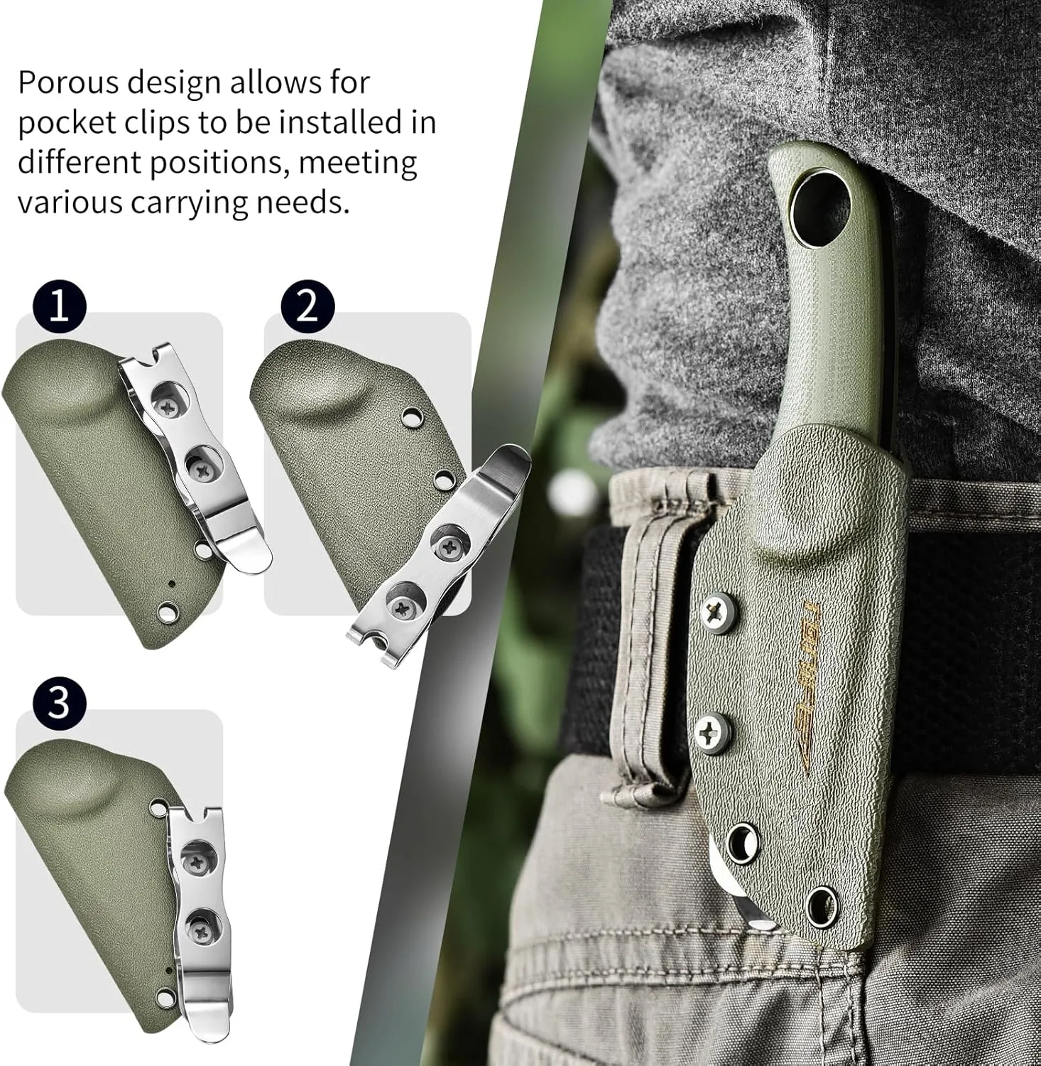 TONIFE Fixed Blade Knife 4.8cm, Mini Neck Knife with Kydex Sheath and Cord, EDC Portable Fixed Knife for Outdoor Survival