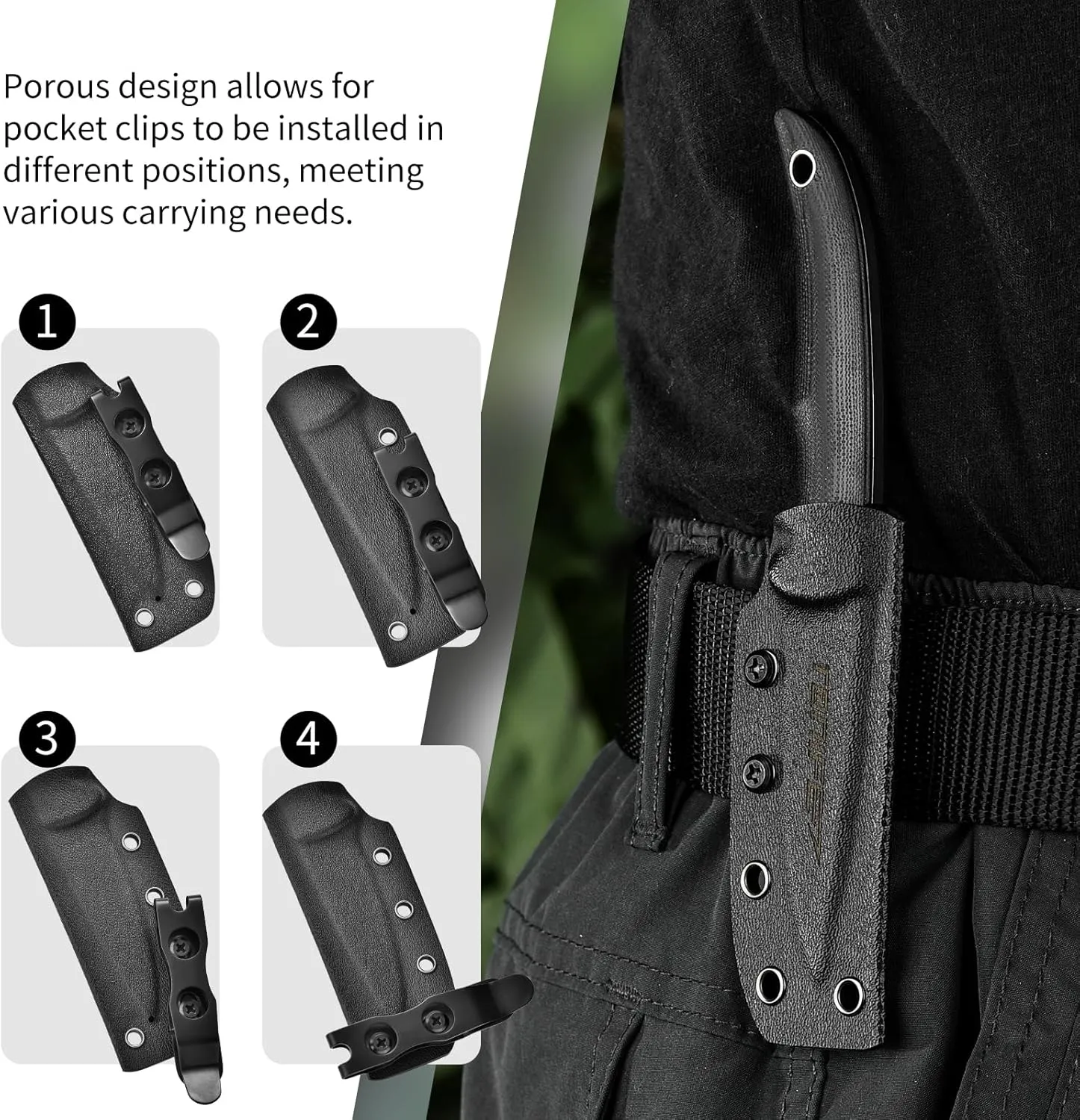 TONIFE Nova 2.68'' Blade Mini Neck Knife Full Tang Fixed Blade Knife with Kydex Sheath and Adjustable Paracord Lanyard for Camping Outdoor Survival Tool (Black Black Oxide then Stonewash)
