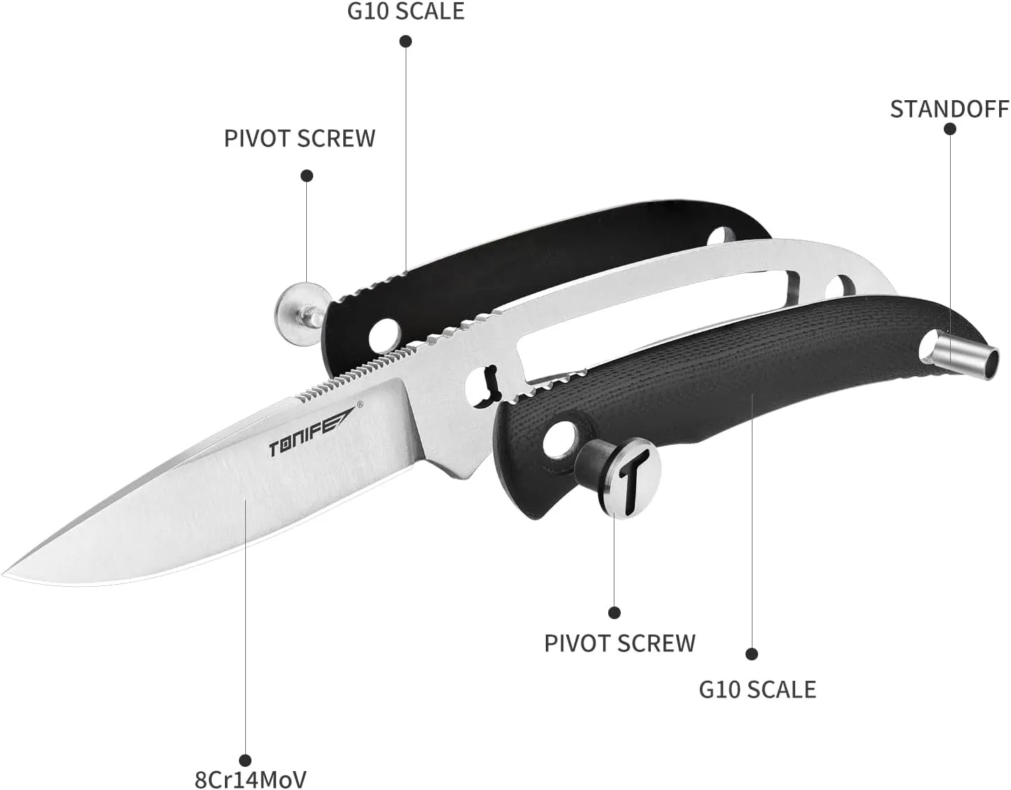 TONIFE Nova 2.68'' Blade Mini Neck Knife Full Tang Fixed Blade Knife with Kydex Sheath and Adjustable Paracord Lanyard for Camping Outdoor Survival Tool (Black Satin)