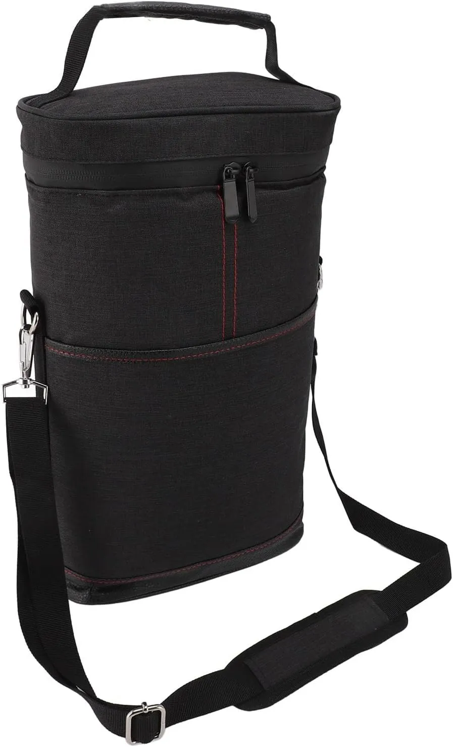 Topyond Leakproof Insulated Wine Cooler Bag,2 Bottle Portable Carrier with Adjustable Shoulder Strap Handle, Enhanced Insulation for Travel, Picnics, Wine Tasting (Black)