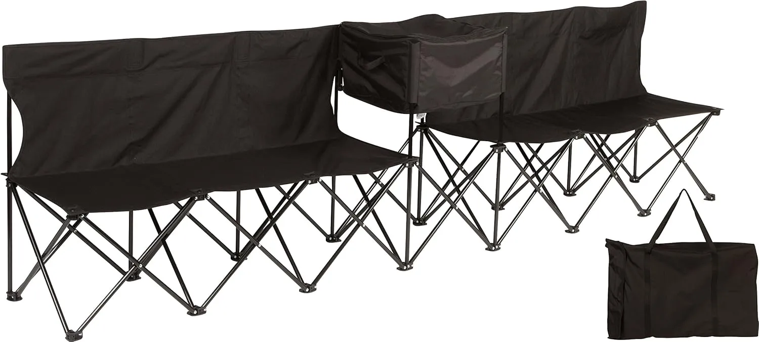 Trademark Innovations 10' Portable 6-Seater Folding Team Sports Sideline Bench with Attached Cooler