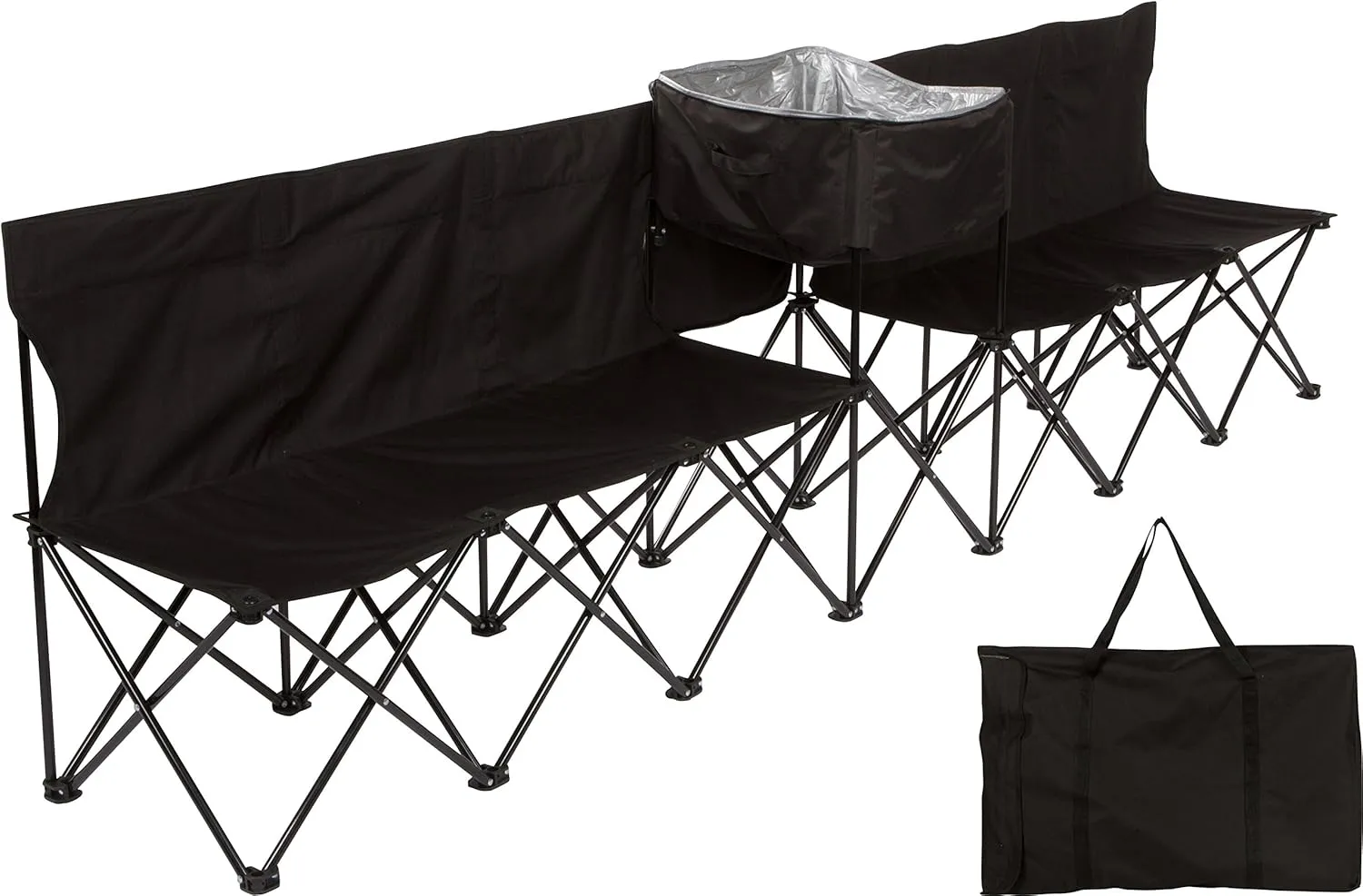 Trademark Innovations 10' Portable 6-Seater Folding Team Sports Sideline Bench with Attached Cooler