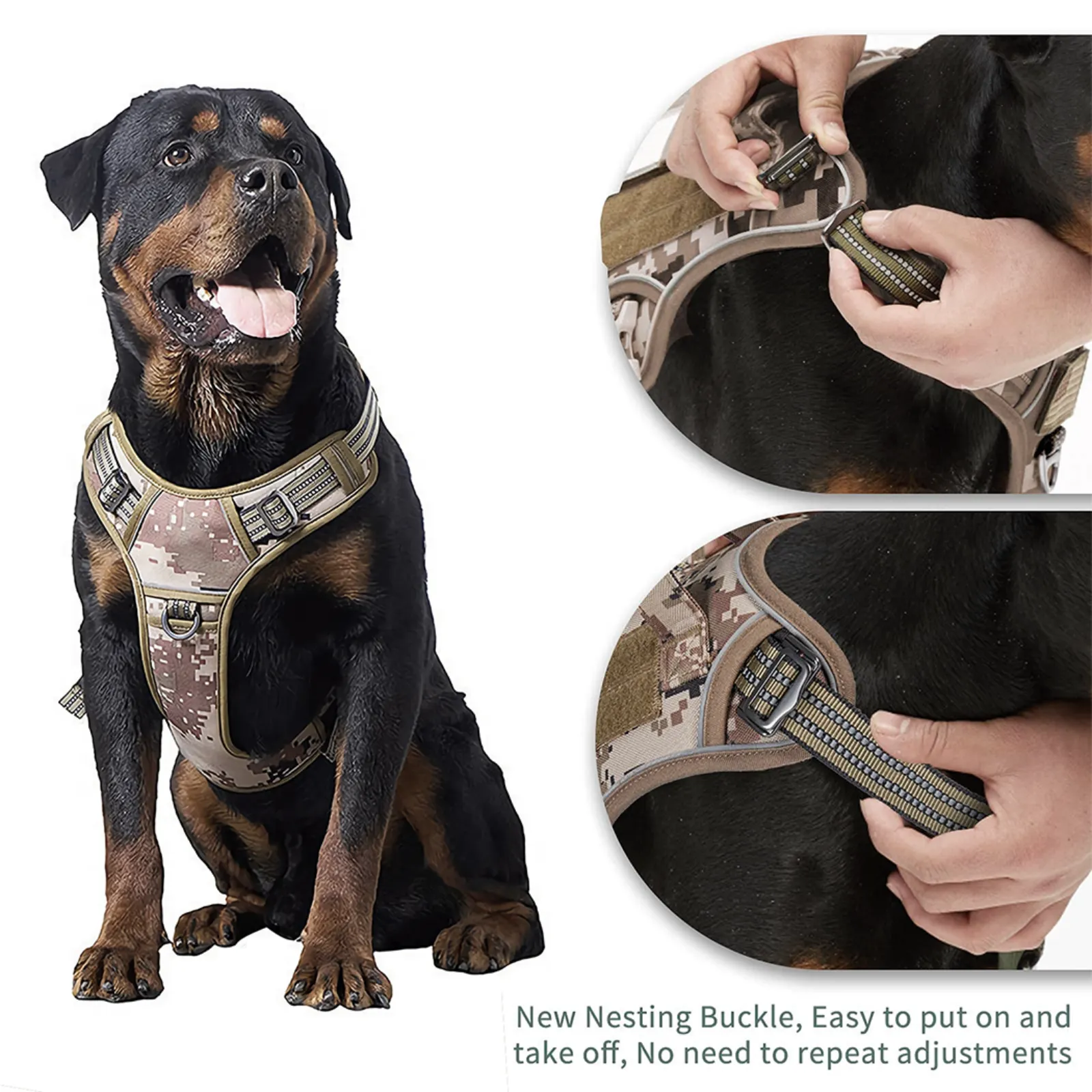 Training Vest Military Adjustable Pet Dog Harness Tactical No Pul Medium