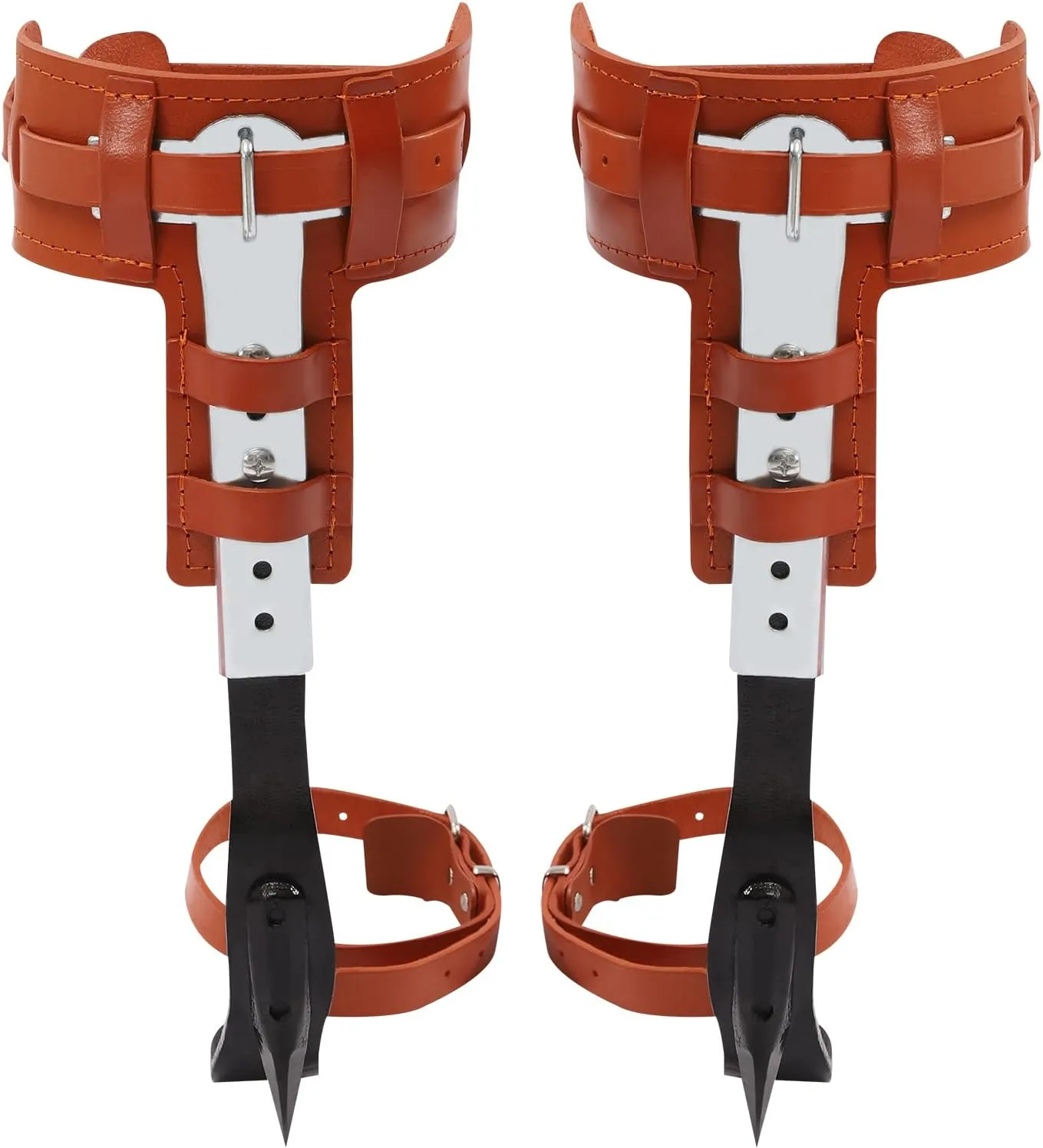 Tree Climbing Spikes,Climbing Spikes with Multi-Functional Belt, Stainless Steel Climbing Trees Gear with Cattle Hide Leggings Straps and Extra Straps for Outdoor Jungle Survival Fruit Picking