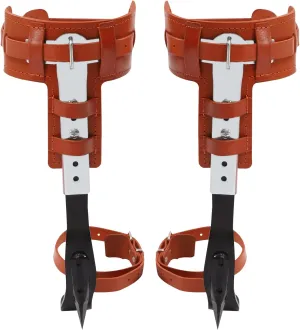 Tree Climbing Spikes,Climbing Spikes with Multi-Functional Belt, Stainless Steel Climbing Trees Gear with Cattle Hide Leggings Straps and Extra Straps for Outdoor Jungle Survival Fruit Picking