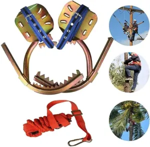 Tree Climbing Spikes,Tree Climbing Tools,w/Safe Harness,Tree Climbing Spike Set Adjustable Electrician Wooden Pole Foot Buckle,for Hunting Observation