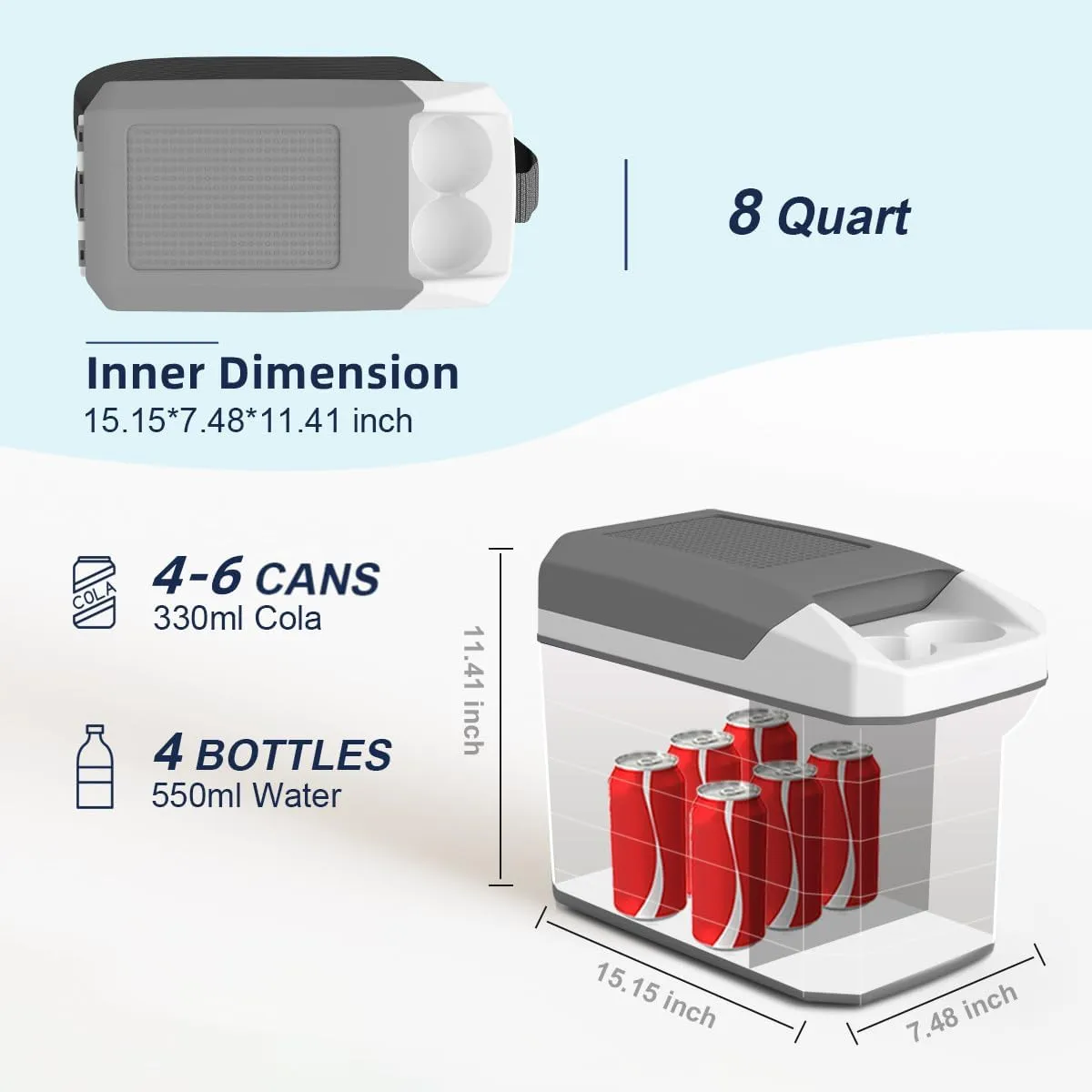 TREFAN 8 Liter/Quart Electric Car Cooler & Warmer 12v Plug in Cooler with AC/DC Car Mini Fridge Portable Electric Cooler for Car/Camping/Travelling/Truck