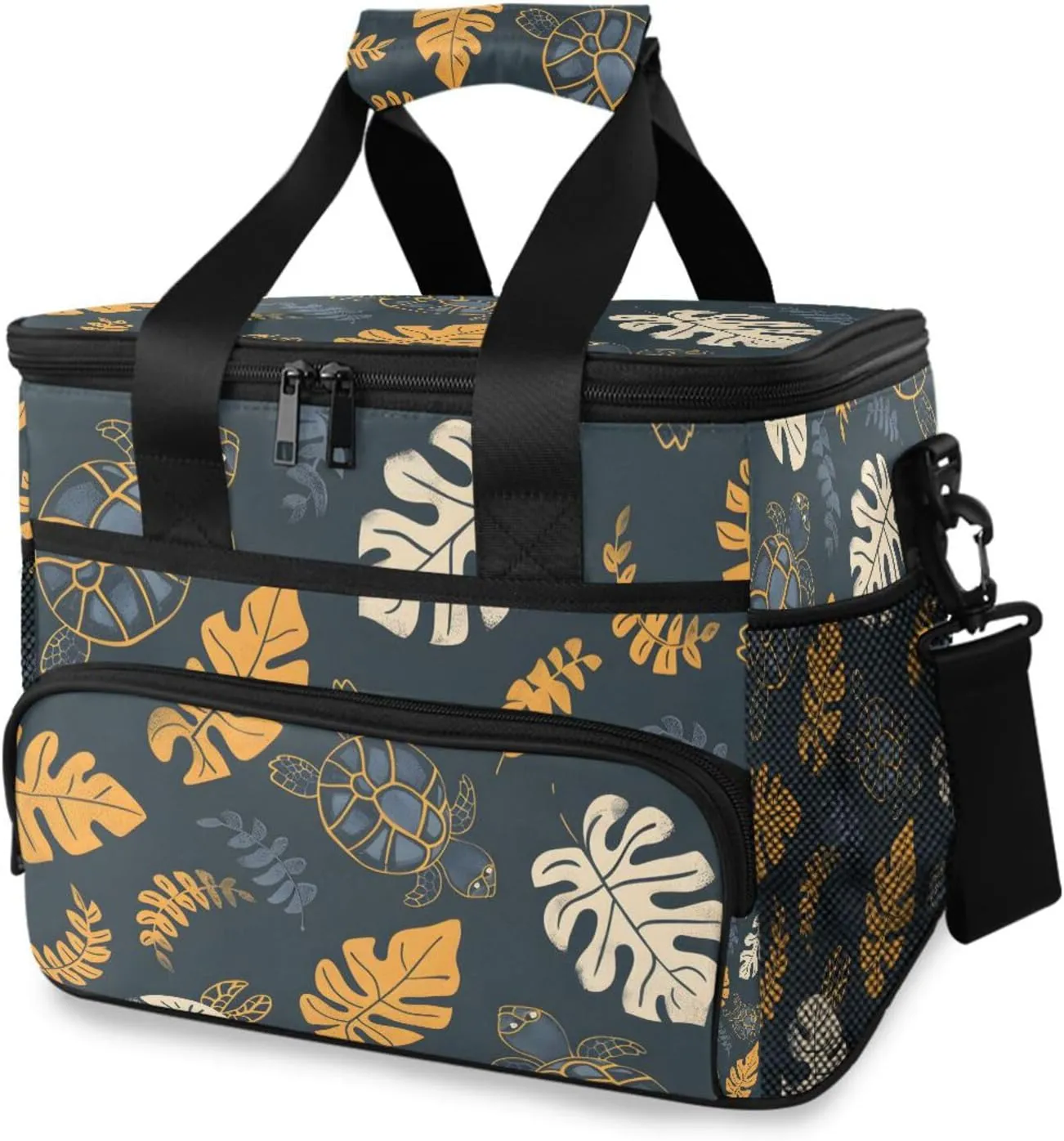 Turtle Palm Leaf Cooler Bag Insulated Cooler Soft Sided Cooler 24 Can Portable Picnic Bag Large Leakproof Lunch Bag Box for Beach Grocery Camping Travel Car Men Women