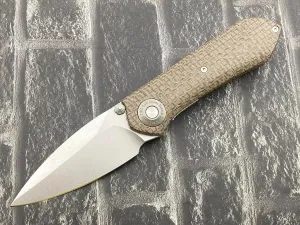 TwoSun Folding Knives Linen Micarta 14C28N Blade Folder Pocket Flipper Knife TS334-Stonewash