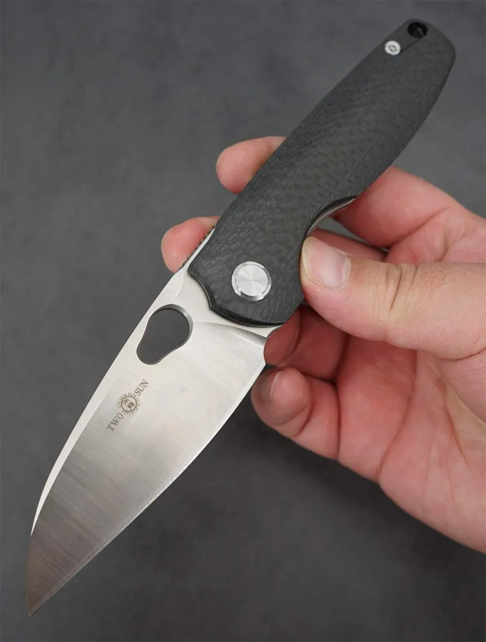 Twosun Outdoor M390 TC4 Titanium Carbon Fiber Fast Open Pocket Knife TS129-M390