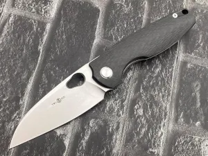 Twosun TS129-M390-Stonewash Folding Knife With M390 Blade TC4 Titanium Carbon Fiber Handle Fast Open Pocket Knife