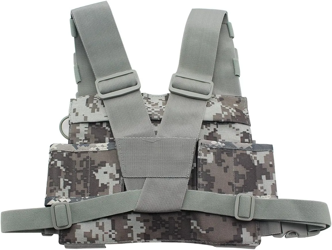 Universal Radio Harness Chest Rig Bag Pocket Pack Holster Vest Fluorescent Green for Two Way Radio