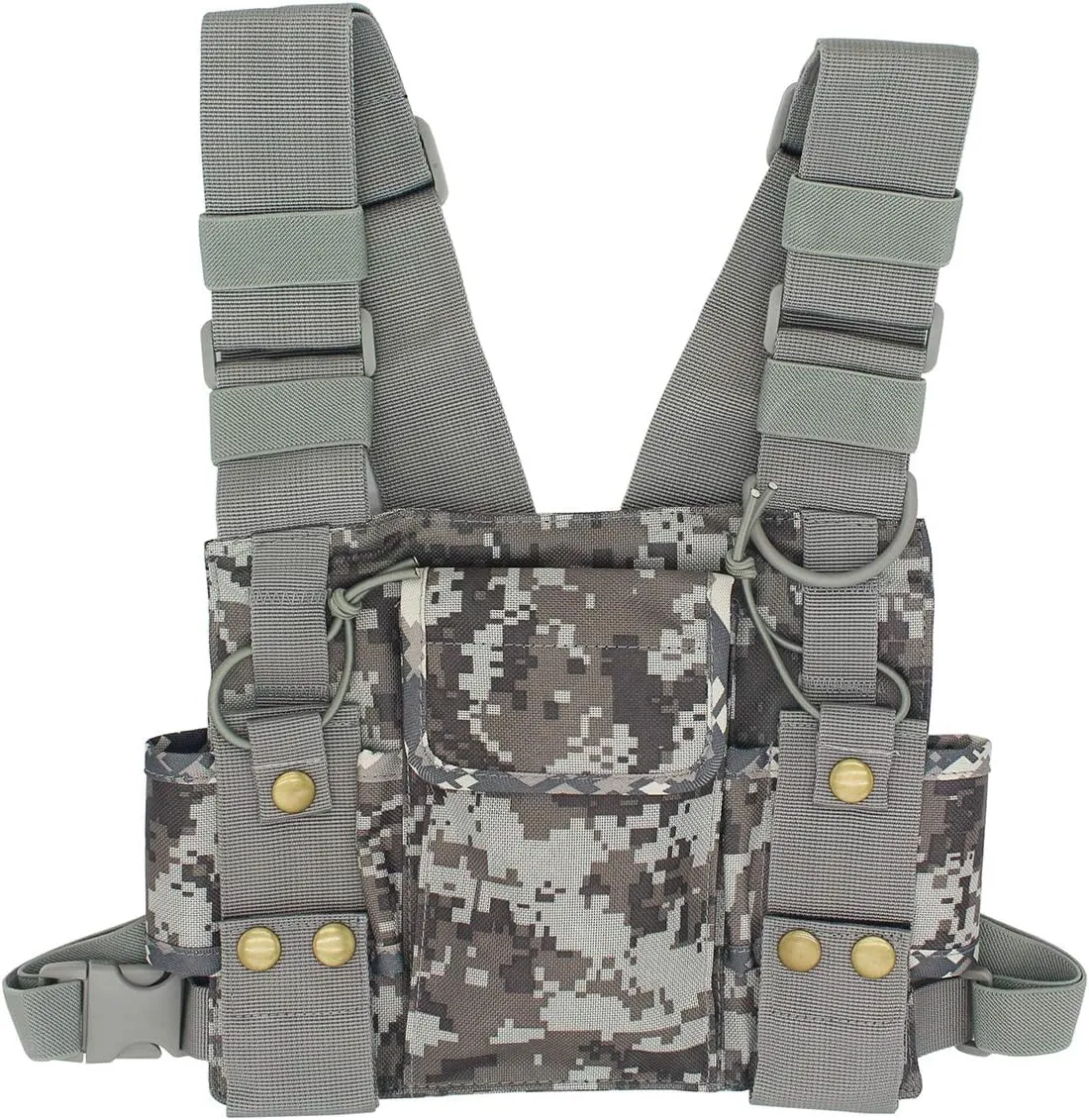 Universal Radio Harness Chest Rig Bag Pocket Pack Holster Vest Fluorescent Green for Two Way Radio
