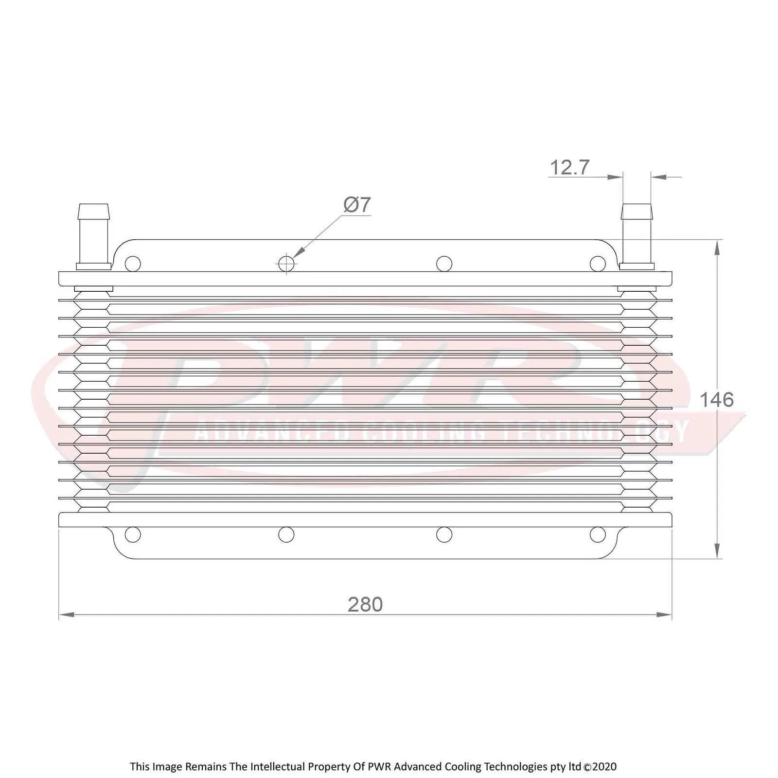 Universal Trans Oil Cooler Kit 280 x 110 x 19mm (1/2" Hose Barb)
