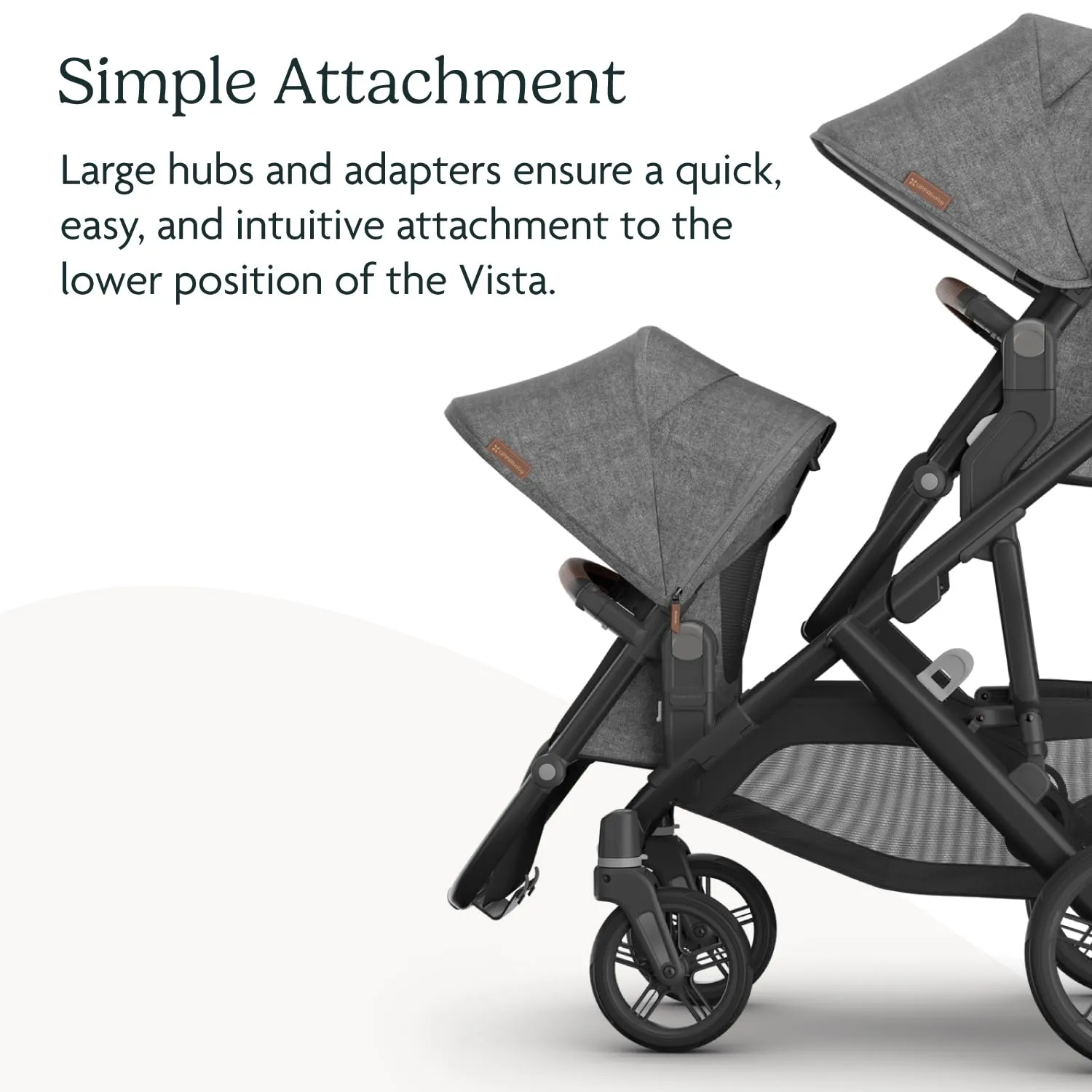 UPPAbaby RumbleSeat V3 Second Lower Seat - Compatible with Vista V2 and Vista V3 - All-Weather Seat   Magnetic Buckle – Adapters Included - Callum (Stone Blue/Silver Frame/Sand Leather)