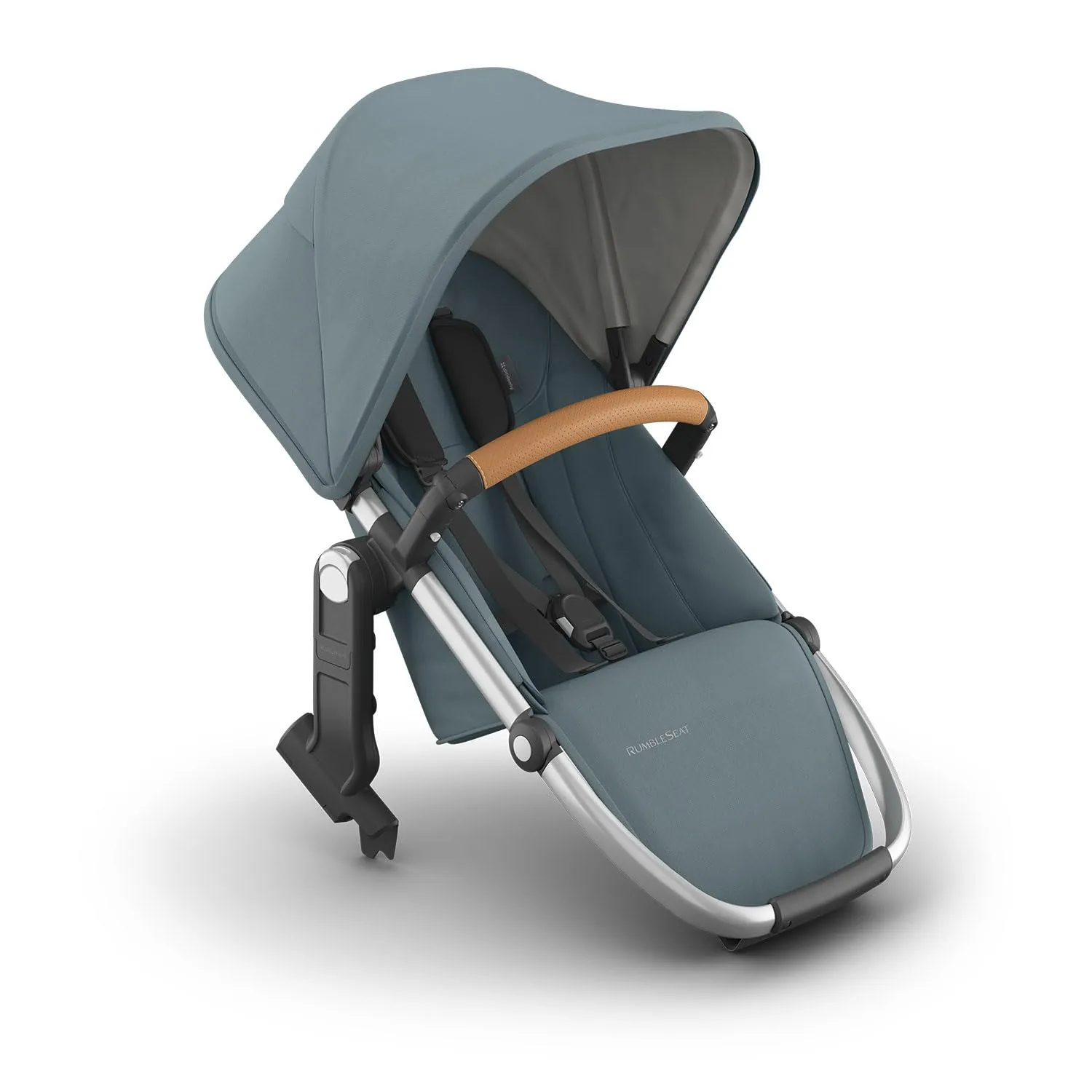 UPPAbaby RumbleSeat V3 Second Lower Seat - Compatible with Vista V2 and Vista V3 - All-Weather Seat   Magnetic Buckle – Adapters Included - Callum (Stone Blue/Silver Frame/Sand Leather)