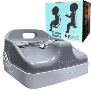 Upseat Boost Ergonomic Toddler Booster Seat for Dining Table, Developed with Physical Therapists to Encourage Posture, 3-Point Harness, Easy to Wipe Clean, and Lightweight Gray