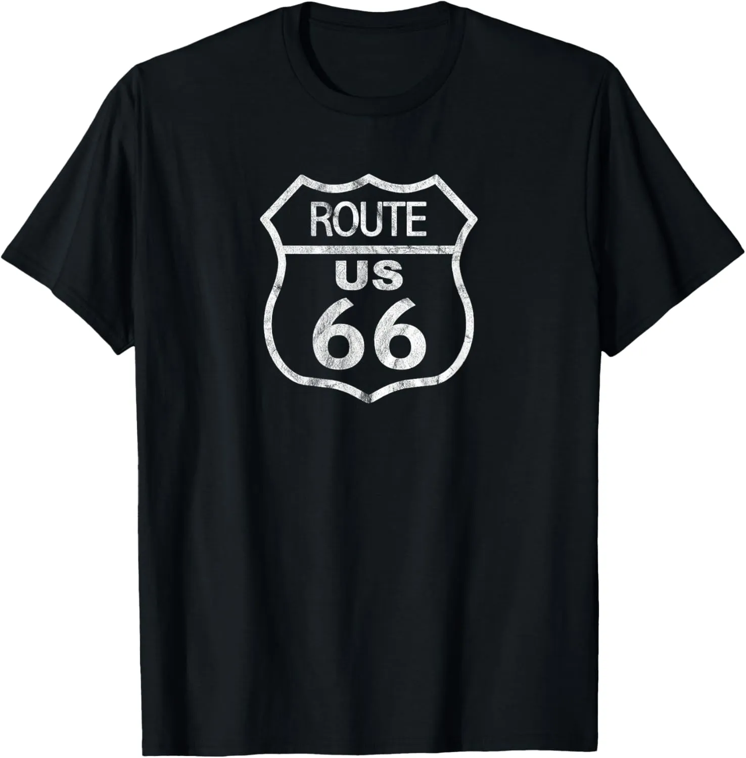 US Route 66 Historical Sign - Distressed Road Trip Design T-Shirt