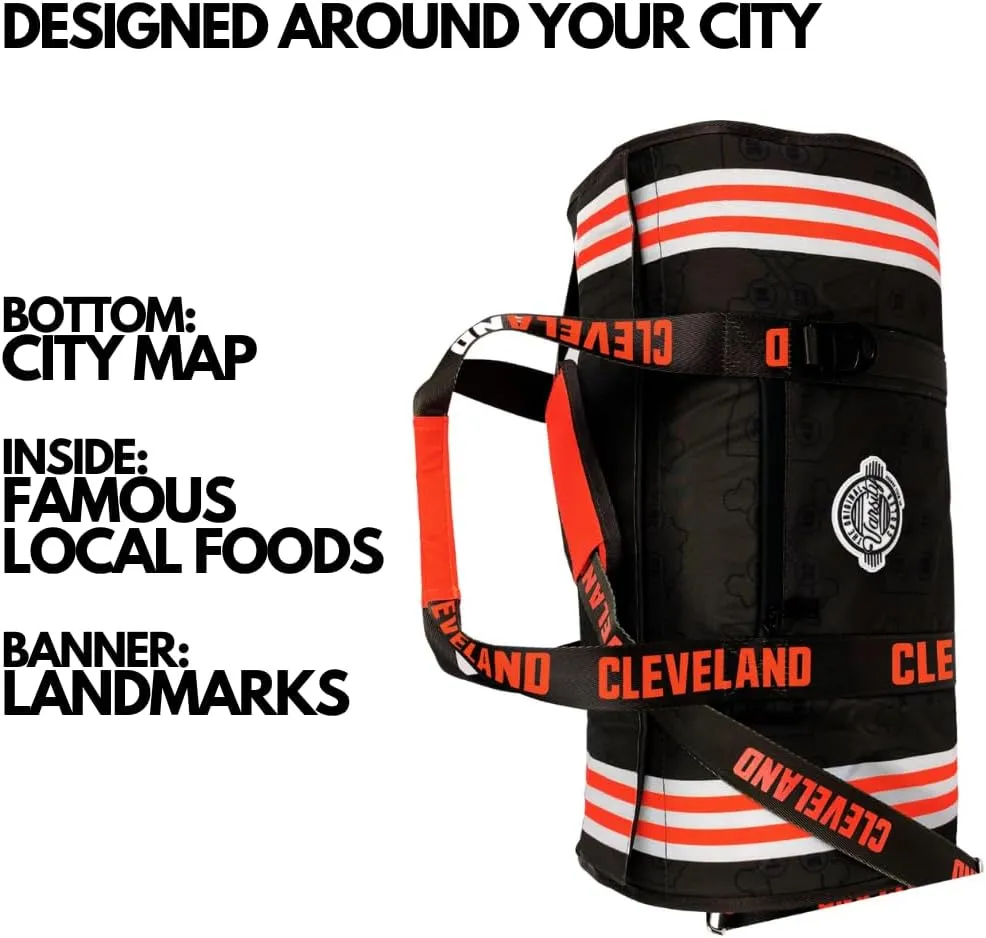 Varsity Cooler Cleveland Travel Party Duffel & Cooler – 30 Can Leakproof Insulated Tote Bag, Waterproof Soft compartment for Tailgating, Golf, Beach, Carry-On Luggage & Outdoor Sports