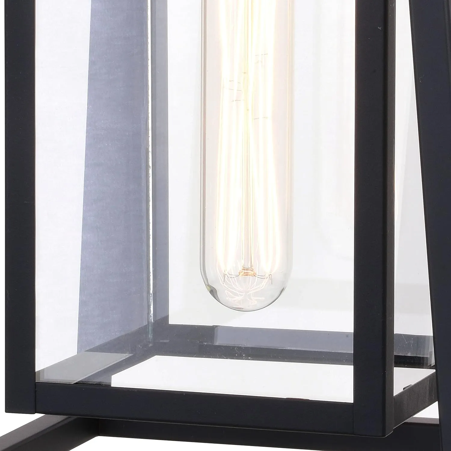 VAXCEL Blackwell 8-in. W Cage Frame 1 Light Dusk to Dawn Black Outdoor Wall Lantern Clear Glass