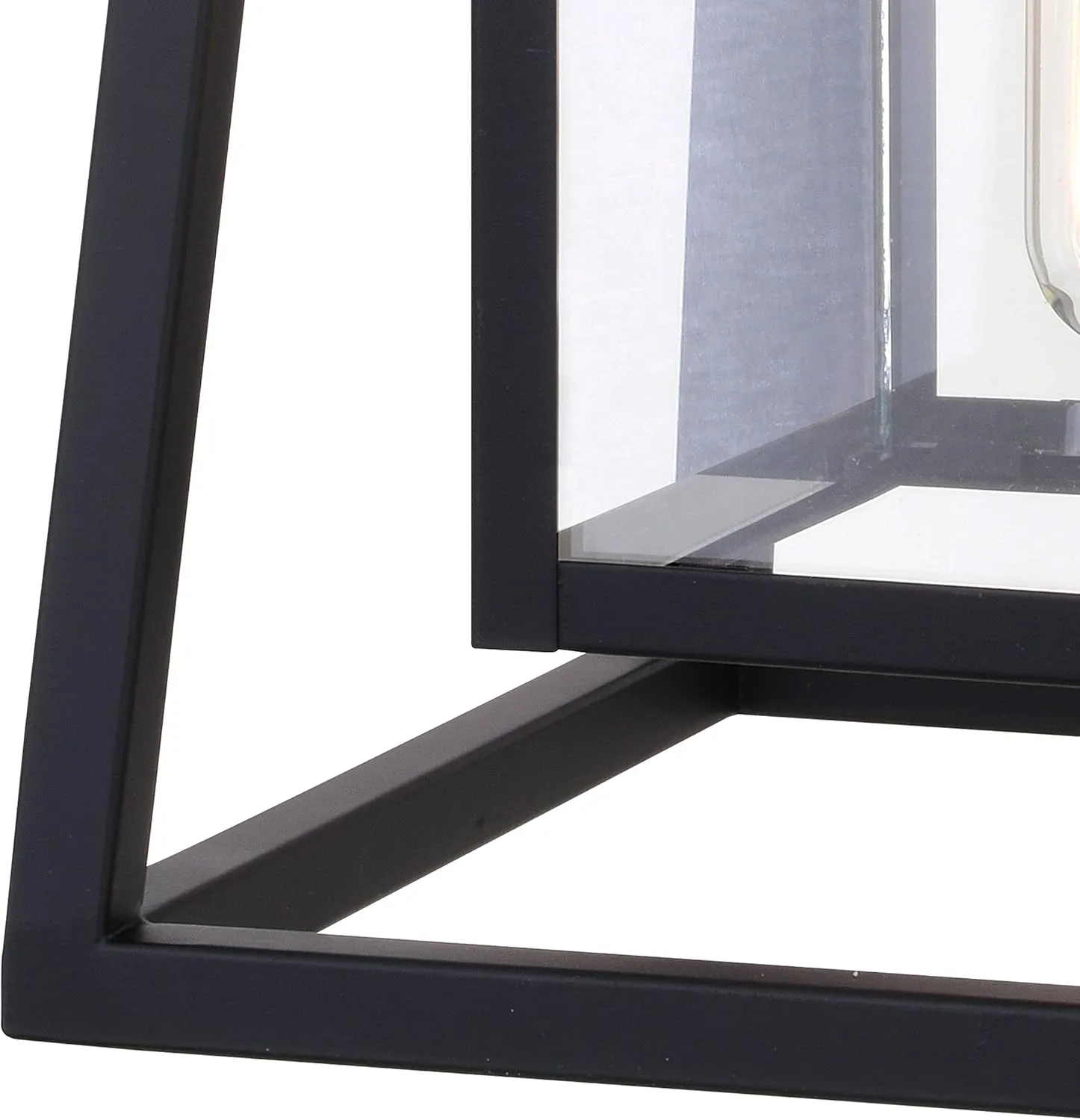 VAXCEL Blackwell 8-in. W Cage Frame 1 Light Dusk to Dawn Black Outdoor Wall Lantern Clear Glass