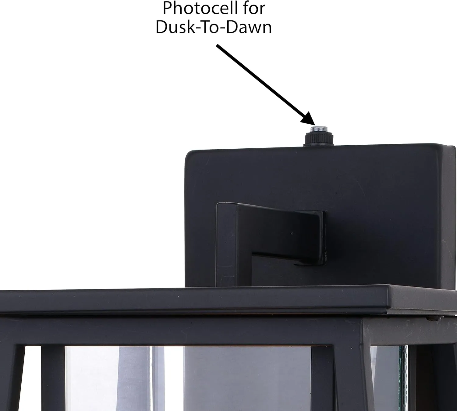 VAXCEL Blackwell 8-in. W Cage Frame 1 Light Dusk to Dawn Black Outdoor Wall Lantern Clear Glass