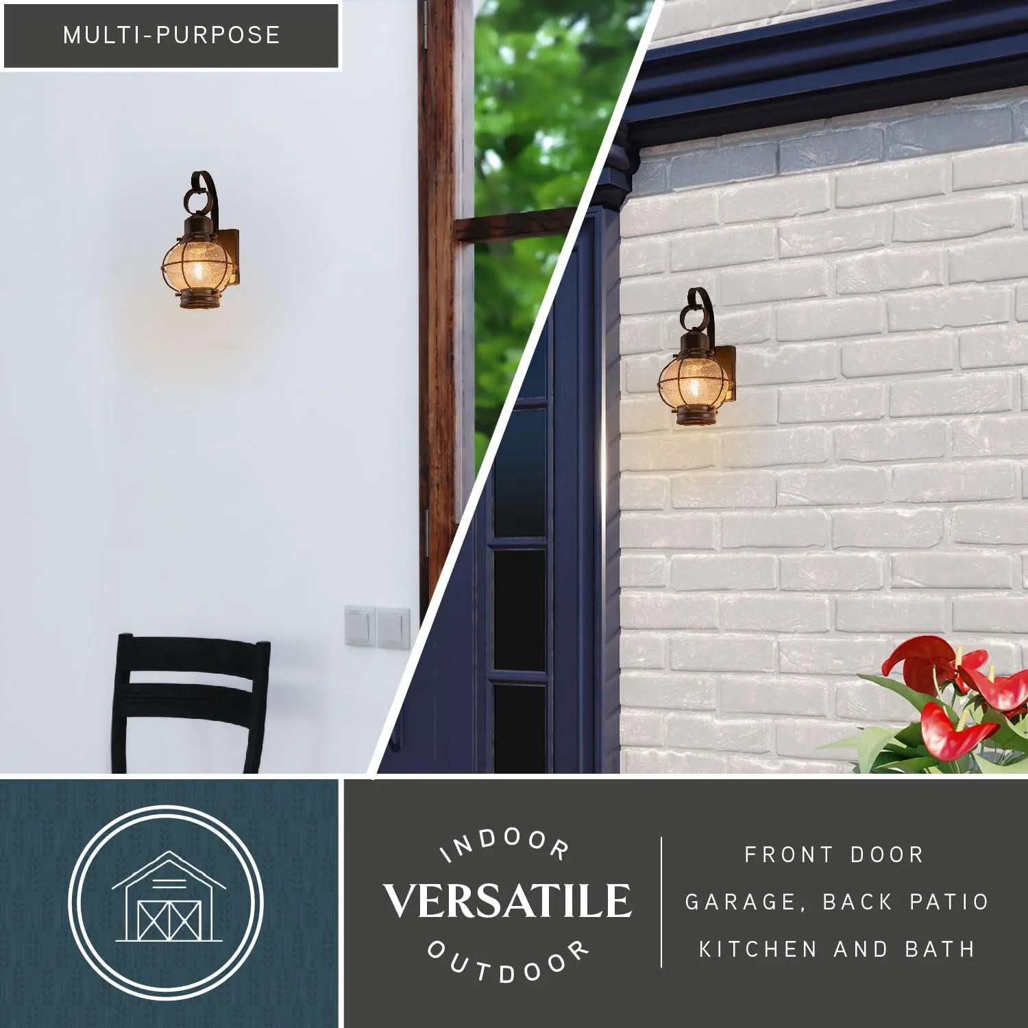 VAXCEL Chatham 1 Light Bronze Coastal Outdoor Wall Lantern Clear Glass